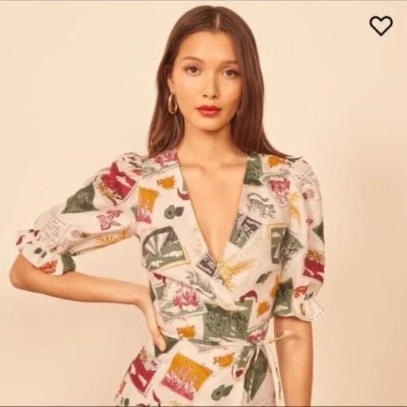 NWT Reformation Carmelo Linen Wrap Mini Dress Size S - Picture 4 of 8